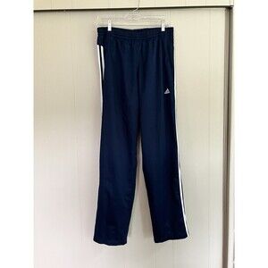 Adidas ClimaProof Track Pants Navy Blue Mens Medium 3 Stripe Side Zip Mesh Lined
